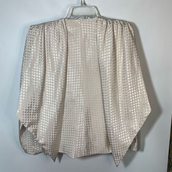 Heiser-Egan Women's Polka Dots Long Sleeve V-Neck Satin Blouse Cream Size 10 - Picture 4 of 9
